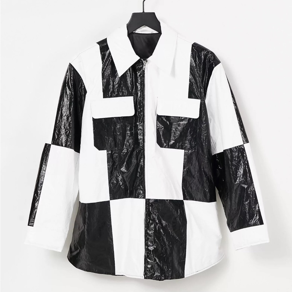 & Other Stories Faux Leather Color Block Over Shirt